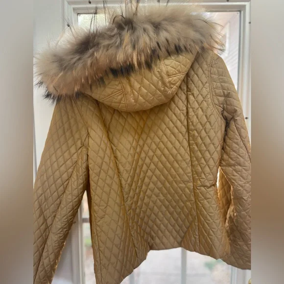 Metropolis Couloir Quilted Gold Parka w Real Fur Hood- Sz 8 - Picture 7 of 8